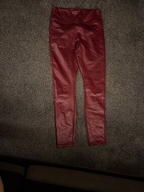 Fabletics Motion365+ Faux Leather Leggings in Burgundy